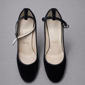 Christian Louboutin black rhinestones pump with ankle strap